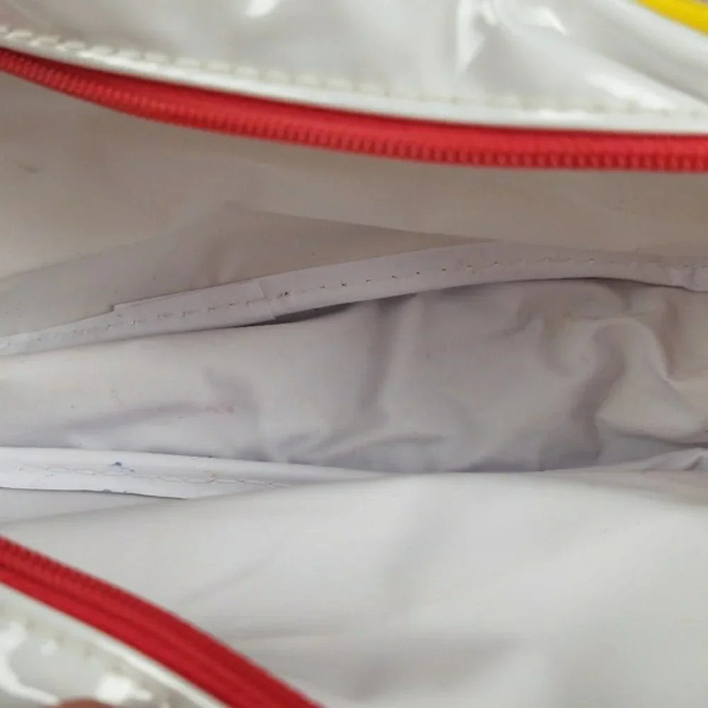 Clinique White Makeup Bag Cosmetic Zip Case Butterfly Yellow Red Orange Travel